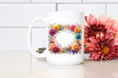 Colorful Watercolor Frame with Chrysanthemum | Clipart Product Image 2