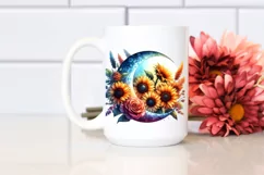 Vibrant Half Moon with Sunflowers, PNG Product Image 2