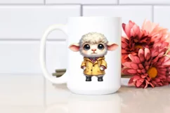 Lamb with Raincoat and Funny Haircut | Summer Clipart Product Image 2