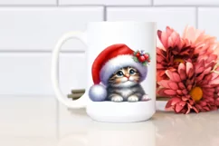Cute Baby Cat with Santa Hat PNG Product Image 2