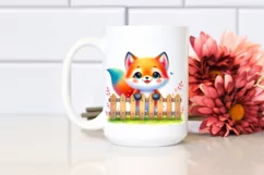 Colorful Baby Fox on Invisible Fence | Sublimation | Clipart Product Image 2