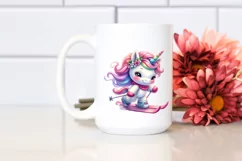 Cute Baby Unicorn Skiing Clipart Product Image 2