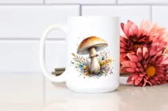 Detailed Pastel Glossy Mushroom,Watercolor Splash PNG Product Image 2