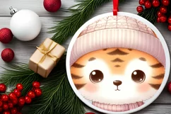Cute Baby Tiger in Winter Clothes PNG Product Image 2