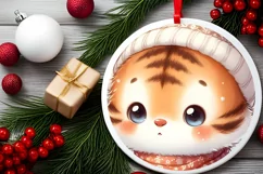 Cute Baby Tiger in Winter Clothes PNG Product Image 2