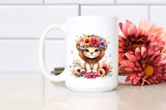 Vibrant Lion Flower Crown Cartoon Clipart Product Image 2