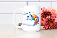 Colorful Baby Snail Looking Over White Paper | Clipart Product Image 2