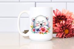 Colorful Baby Polar Bear in Flower | Sublimation | Clipart Product Image 2