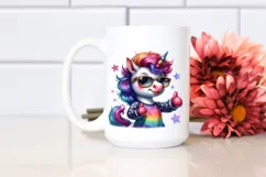 Cute Baby Unicorn Posing, Vibrant Drawing PNG Product Image 2