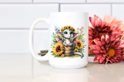 Cute Dragon with Sunflower, PNG Product Image 2