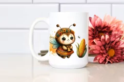Cute Baby Bee Holding Corncob | Sublimation | Clipart Product Image 2