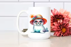 Colorful Cute Baby Seal with Sun es and Hat | Clipart Product Image 2