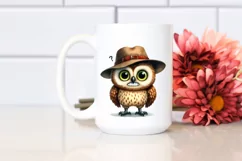 Funny Owl Standing | Watercolor Clipart Product Image 2
