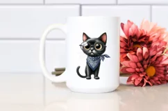 Confused Black Cat with Skinny Body Clipart Product Image 2