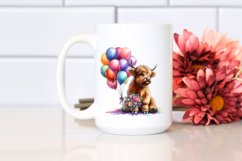 Colorful Baby Highland Cow with Bouquet of Balloons, Product Image 2