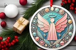 Round Christmas Ornament Sublimation|Clipart Product Image 1