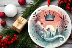 Round Christmas Ornament Sublimation|Clipart Product Image 1