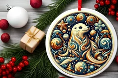 Round Christmas Ornament Sublimation|Clipart Product Image 1