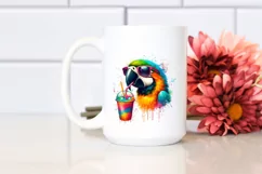 Colorful Macaw Sipping Drink | Sublimation | Clipart Product Image 2