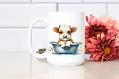 Cute Baby Highland Cow Smiling Bath Tub | Clipart Product Image 2