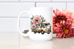 Vintage Rusty RV with Huge Flowers, Transparent PNG Product Image 2
