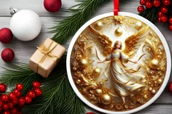 Round Christmas Ornament Sublimation|Clipart Product Image 1
