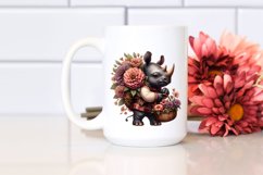 Detailed Gothic Baby Rhino with Zinnia Bouquet Product Image 2