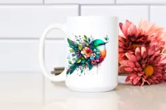 Vibrant Abstract 3D Flowers Bird PNG Product Image 2
