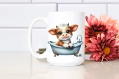 Smiling Highland Cow in Bath Tub, PNG Product Image 2