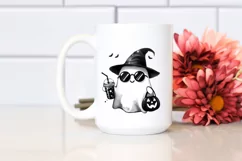 Cute Ghost with Sunglasses Holding Soda PNG Product Image 2