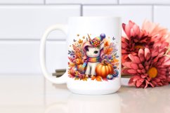 Colorful Baby Unicorn in Autumn Scene, PNG Product Image 2