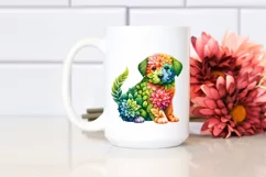 Vibrant Abstract 3D Flowers Puppy PNG Product Image 2