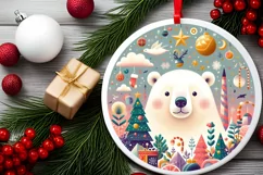 Round Christmas Ornament Sublimation|Clipart Product Image 2