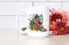 Vibrant Abstract 3D Flowers Kitten PNG Product Image 2