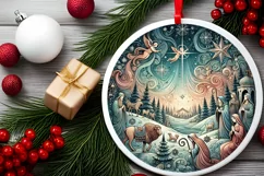 Round Christmas Ornament Sublimation|Clipart Product Image 2