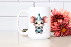 Shy Baby Mouse Party Hat | Watercolor Clipart Product Image 2