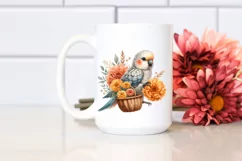 Detailed Boho Baby Parrot with Marigold Bouquet Product Image 2