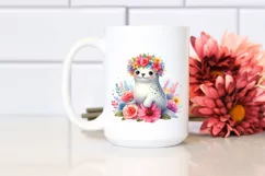 Adorned Seal with Flower Crown | Sublimation Clipart Product Image 2