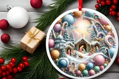Round Christmas Ornament Sublimation|Clipart Product Image 2