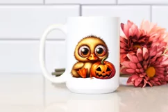 Crazy Baby Duck Holding Halloween Pumpkin PNG Product Image 2