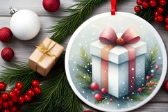 Watercolor Gift Round Ornament Sublimation PNG Product Image 2
