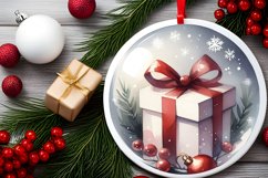 Gift Centered Round Christmas Ornament Sublimation PNG Product Image 2