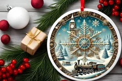 Round Christmas Ornament Sublimation|Clipart Product Image 1