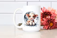 Cute Baby Highland Cow Smiling Moon | Clipart Product Image 2