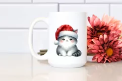 Watercolor Cat with Christmas Decorations PNG Product Image 2