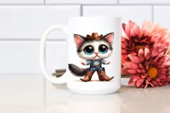 Expressive Baby Cat Wearing Cowboy Boots PNG Product Image 2