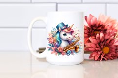 Colorful Baby Unicorn in Jazz Club, PNG Product Image 2