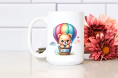 Colorful Baby Bear Resting on Hot Air Balloon | Clipart Product Image 2