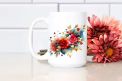 Colorful Watercolor with Small Red Roses | Clipart Product Image 2