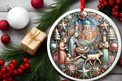 Round Christmas Ornament Sublimation|Clipart Product Image 2